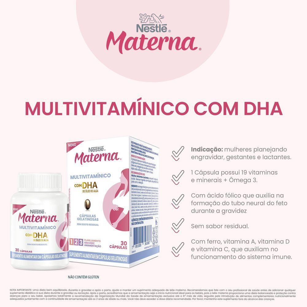 Miniatura Suplemento Adulto Materna Multivitamínico Com Dha 30 Unidades