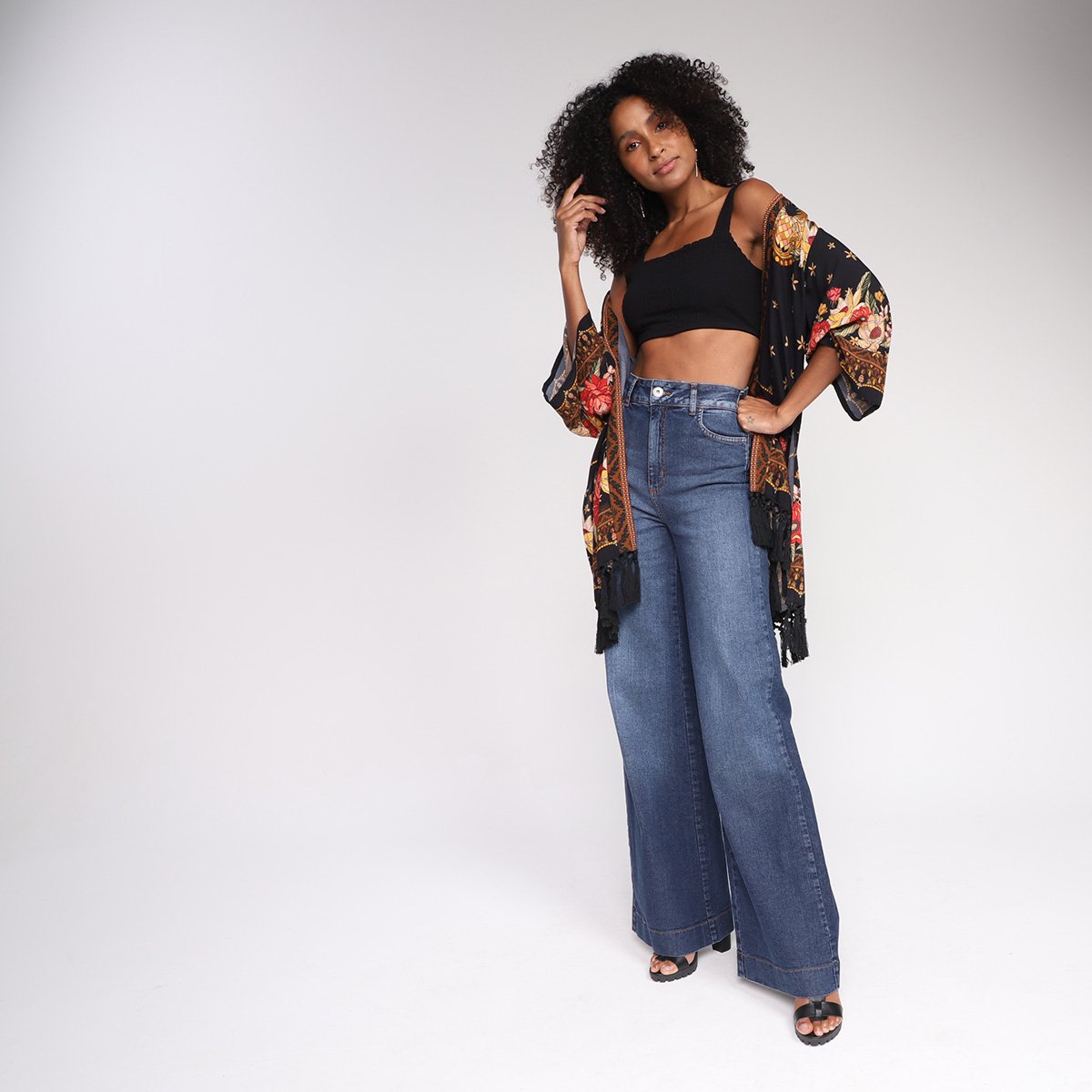 Miniatura Top Colcci Cropped Liso Preto - EP