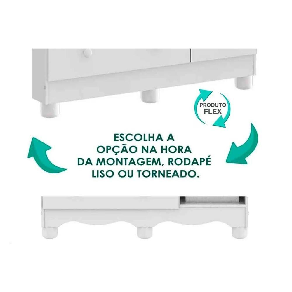 Miniatura Guarda Roupa Bebê Tedy C- 4 Portas E 3 Gavetas Branco - Peroba