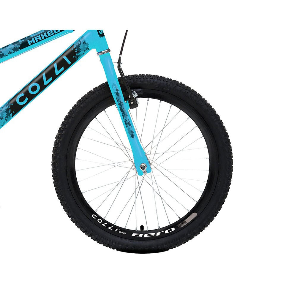 Miniatura Bicicleta Colli Max Boy Aro 20 Freio V-Brake Sem Marcha Azul Champanhe