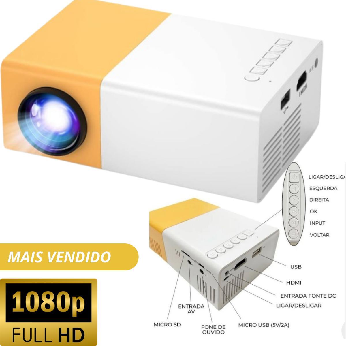 Miniatura Mini Projetor Portátil Cinema Led 1080P 600 Lumens Hdmi Cor