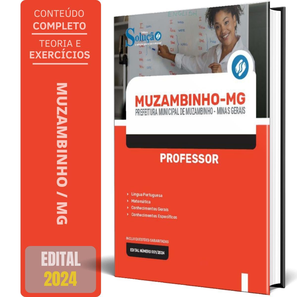 Miniatura Apostila Prefeitura De Muzambinho Mg 2024 - Professor
