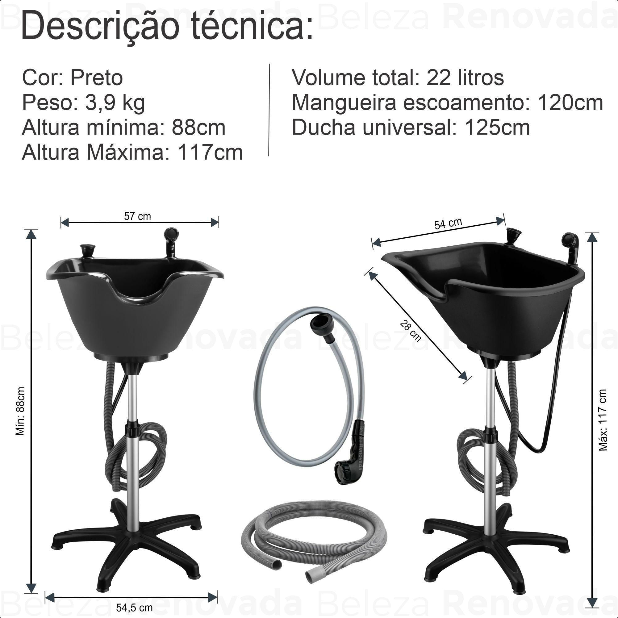 Miniatura Lavatorio Portatil Facile Para Salão Dompel Com Ducha