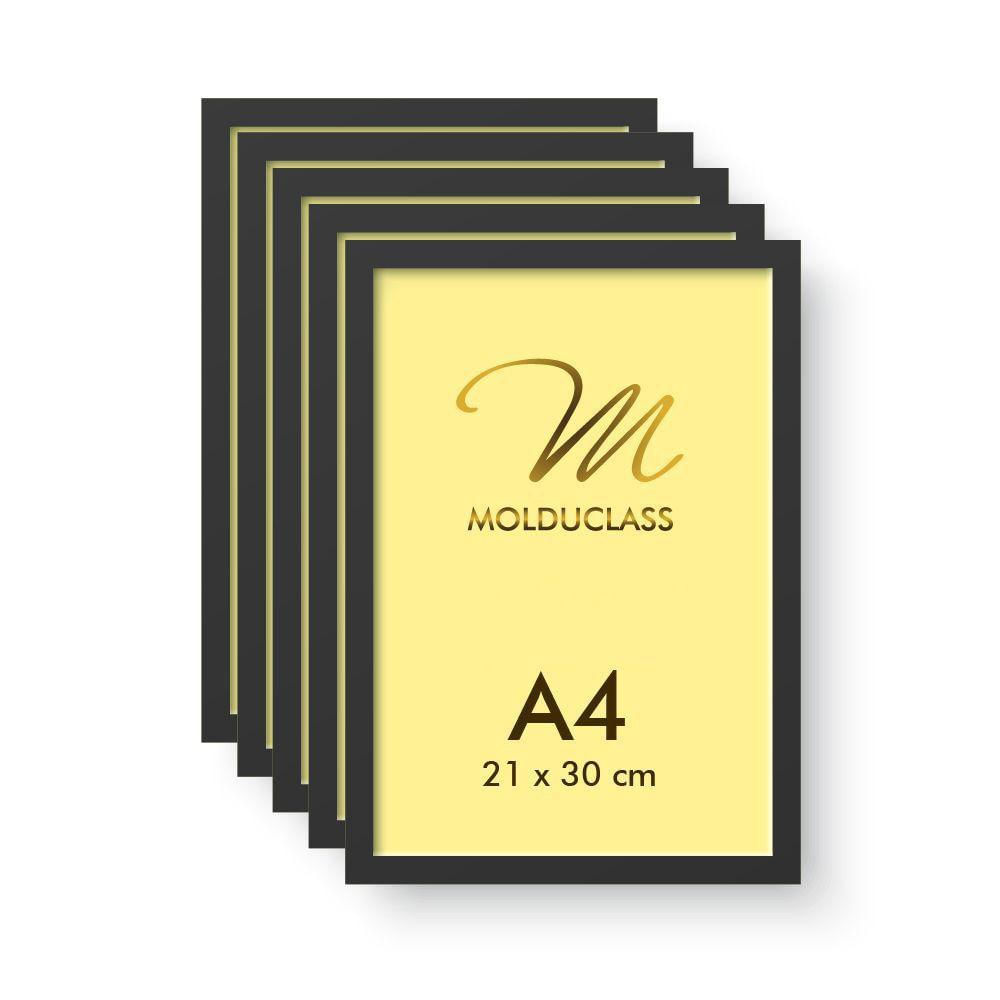 Kit 5 Molduras A4 Pretas Para Quadro Foto Acetato Iframe