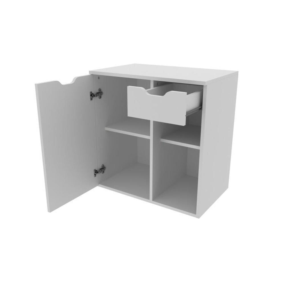 Miniatura Conjunto de Banheiro com Gabinete Suspenso 60cm e Espelheira 3 Nichos Mármore/Branco