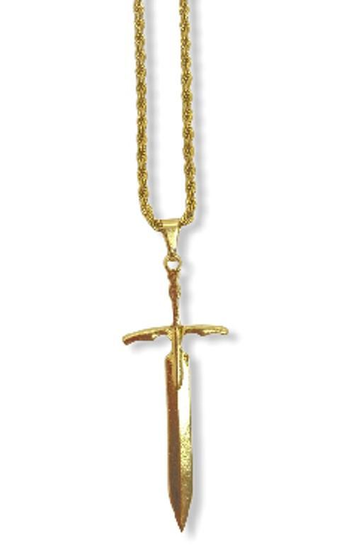 Miniatura Corrente Com Pingente Espada Ogum 5,50 Cm Dourado