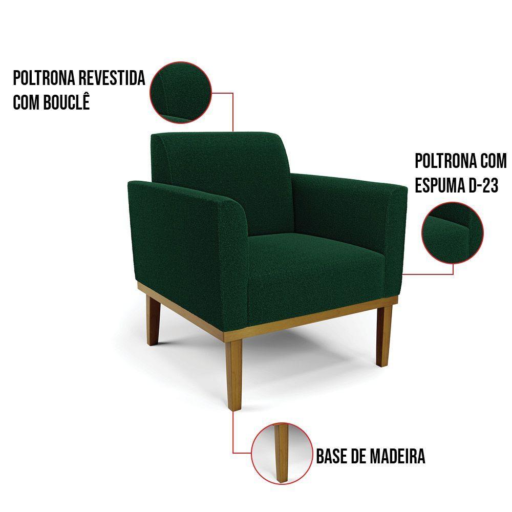 Miniatura Poltrona Sala Base Madeira Castanho Kit 2 Marisa Bouclê Verde D03 - D'rossi