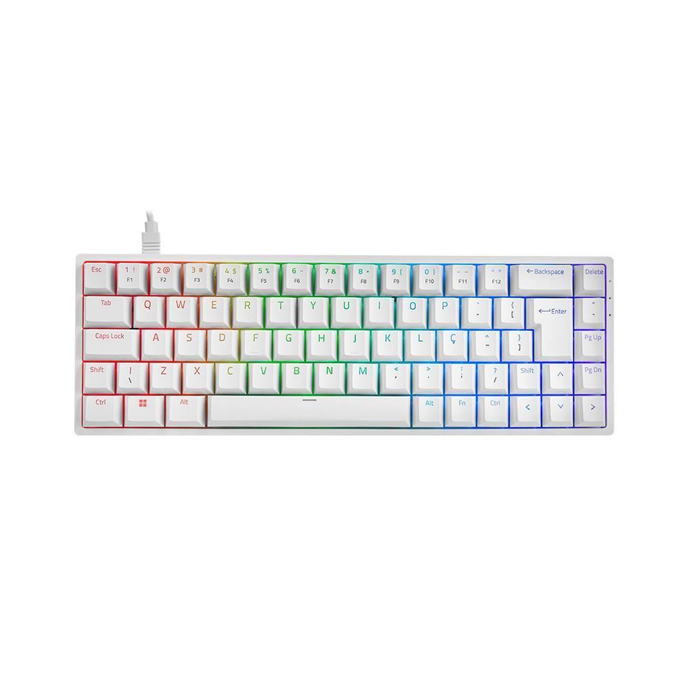 Miniatura Teclado Mecânico Akko 3068S Branco Abnt2 Switch Akko Orange