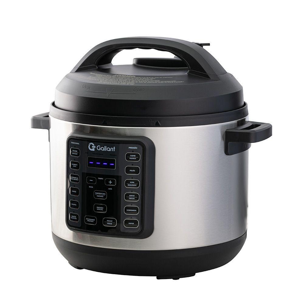 Panela de Pressão Elétrica Digital Gallant 6L GPP06 15 Funções Clique E Pronto Inox 1000W 127V