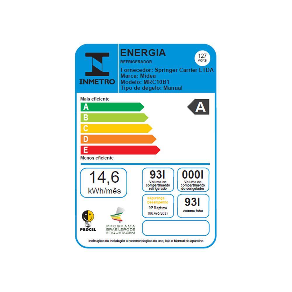 Frigobar 93 Litros Preto Porta Inox Midea Mrc10B2-X 220V