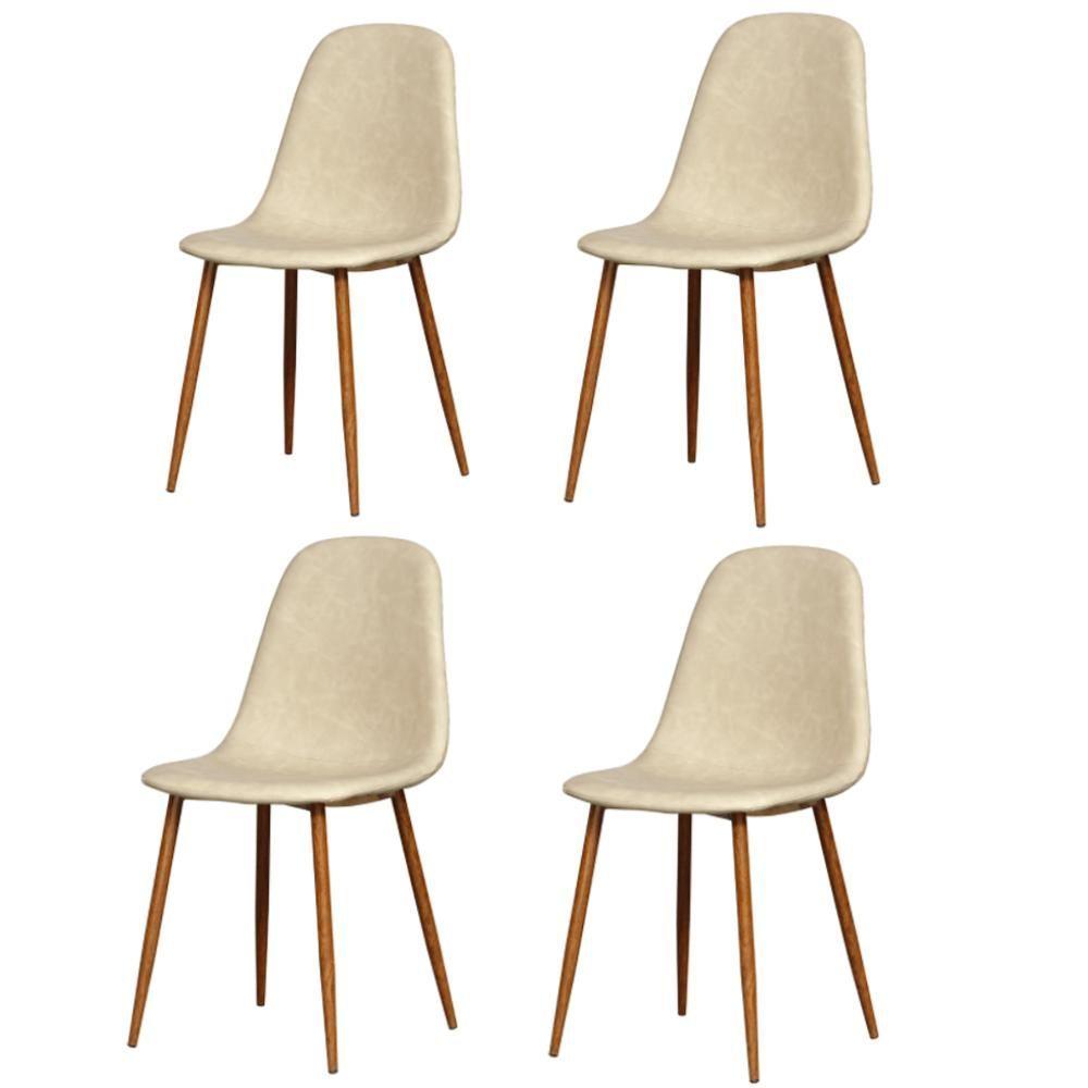 Miniatura Kit 4 Cadeiras Tânia Rivatti Em Poliuretano (pu) Nude Base Nogueira