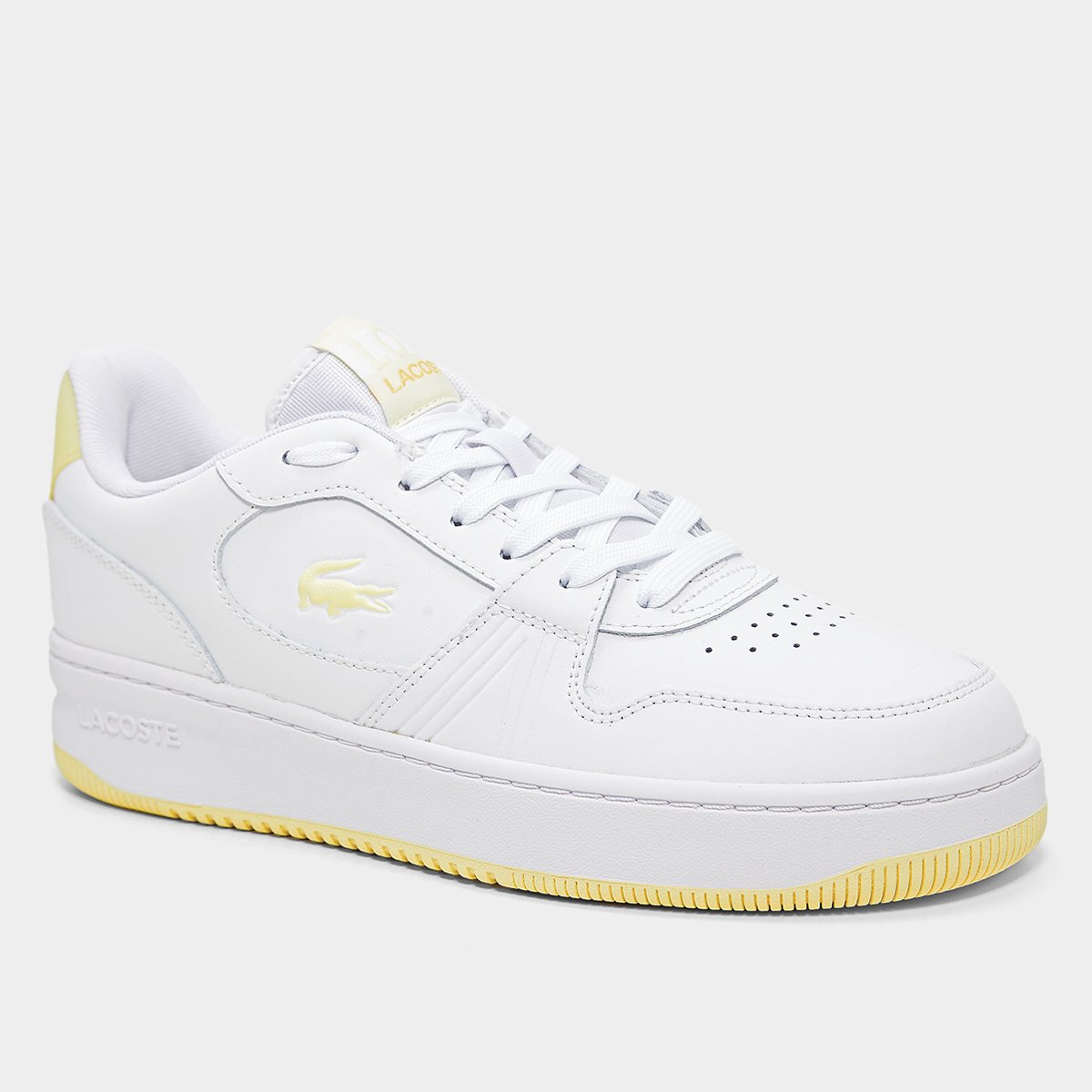 Miniatura Tênis Lacoste L001 Feminino Branco+Amarelo - 35