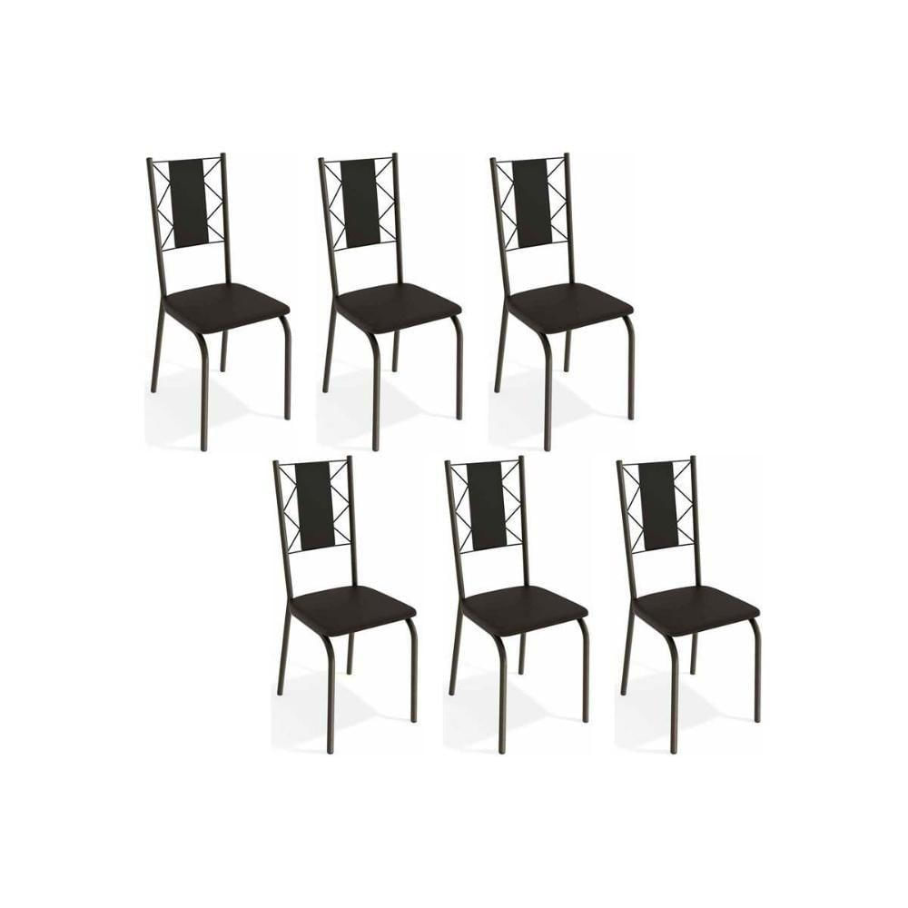 Miniatura Cadeiras De Cozinha Lisboa C076 Kit 6 Un Bronze/preto 110 - Kappesberg