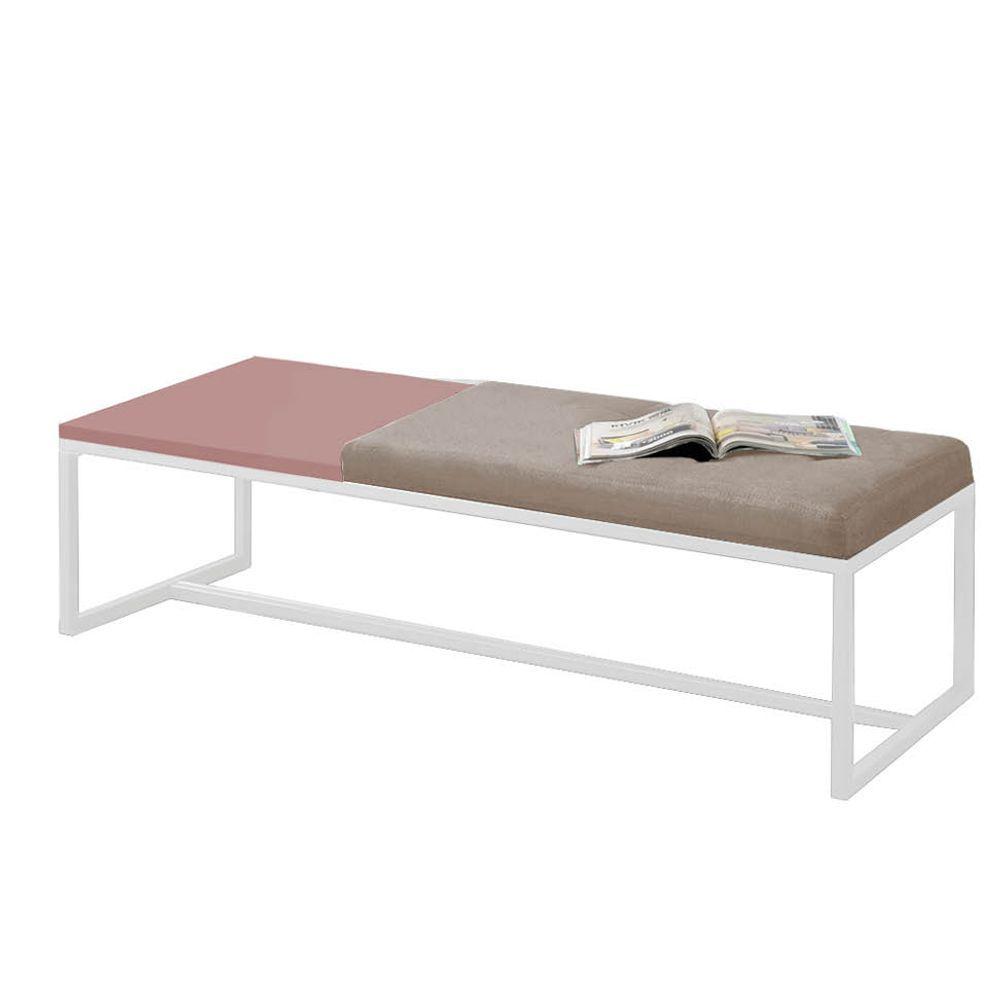 Miniatura Calçadeira Recamier Londres 195cm Branco Suede Bege Mdf Rose - Ahazzo Móveis