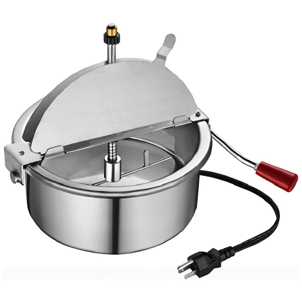 Pipoqueira Elétrica em Aço Inoxidável com Bandeja de Descarte de Milho, Luz de Aquecimento e Acessórios, 110V 1350W, Gre...