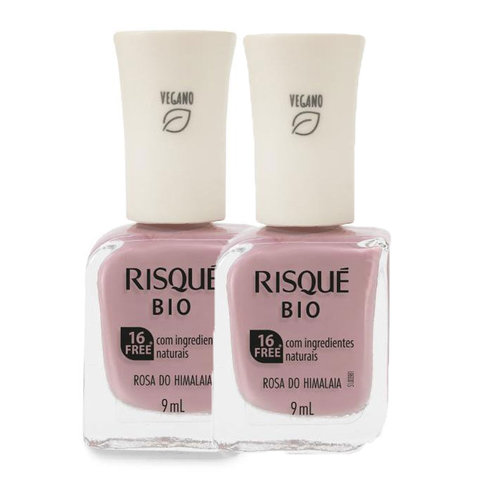 Miniatura Kit 2 Esmalte Risqué Bio Rosa Cremoso Rosa do Himalaia 9ml