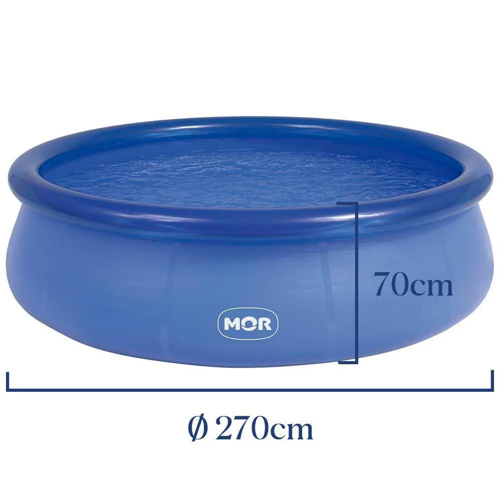Miniatura Piscina Inflável 3.400 Litros Circular 270cm Pvc Com Bomba Filtro Capa Azul Mor 220v