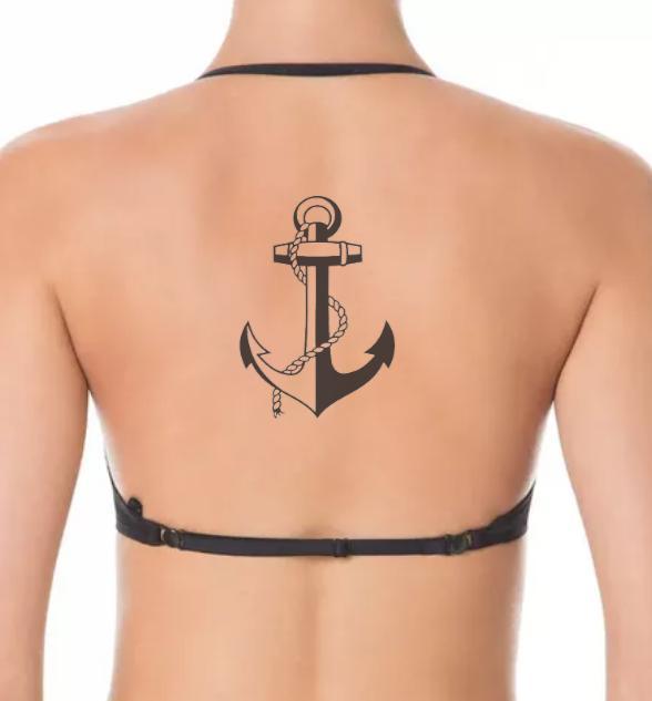 Miniatura Tatuagem Temporária Âncora Preta 12X8 Cm