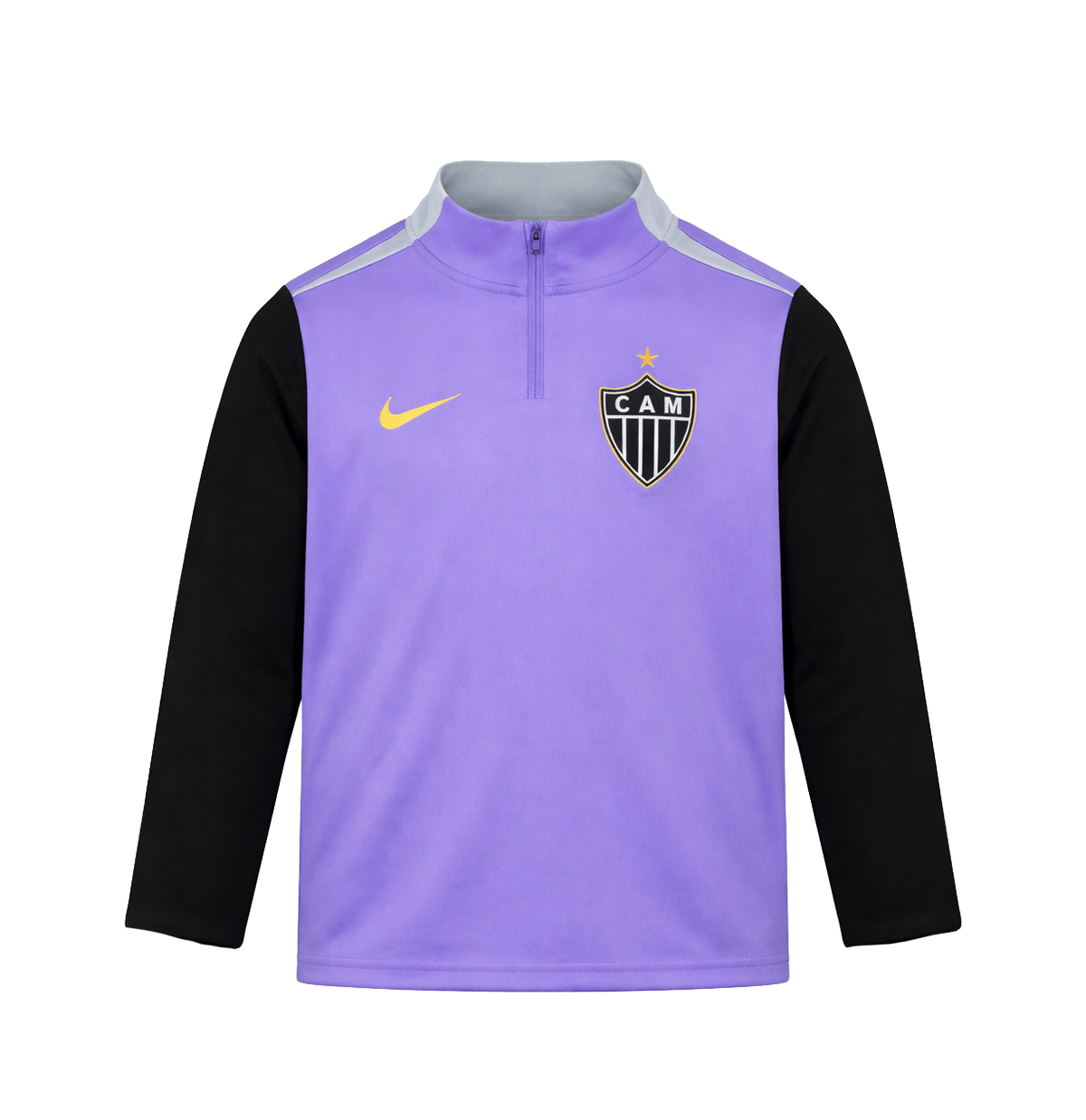 Blusa Infantil Manga Longa Atlético Mineiro Nike Treino 26 Roxo e Preto