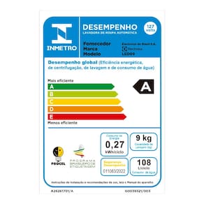 Lavadora de Roupas Electrolux 9kg LED09 com Vidro Temperado e Ciclo Edredom - Branca 110V