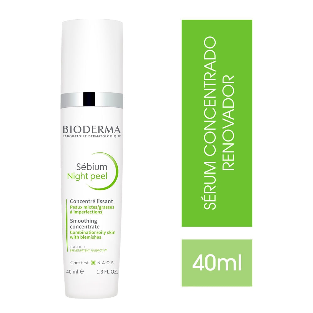 Miniatura Bioderma Sébium Night Peel Sérum Concentrado Renovador para Peles Oleosas e Acneicas 40ml
