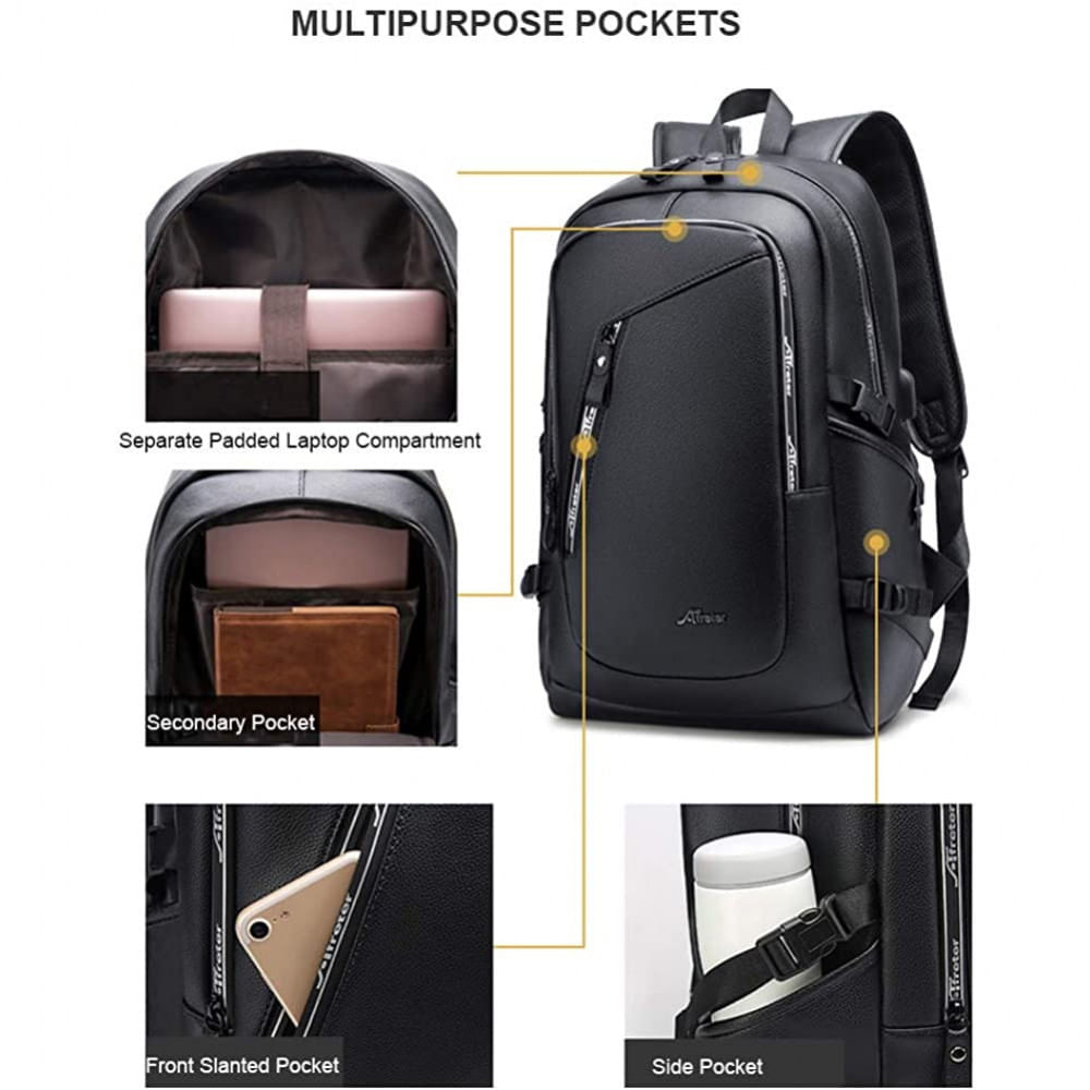 Miniatura DYJ Mochila Unissex de Couro Sintético para Laptop 40 cm Marrom