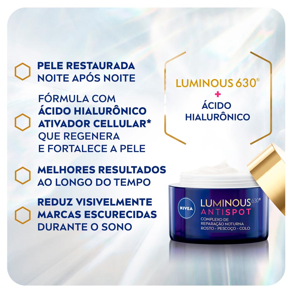 Miniatura Creme Facial Nivea Cellular Luminous 630 Antispot Reparação Noturna 50g