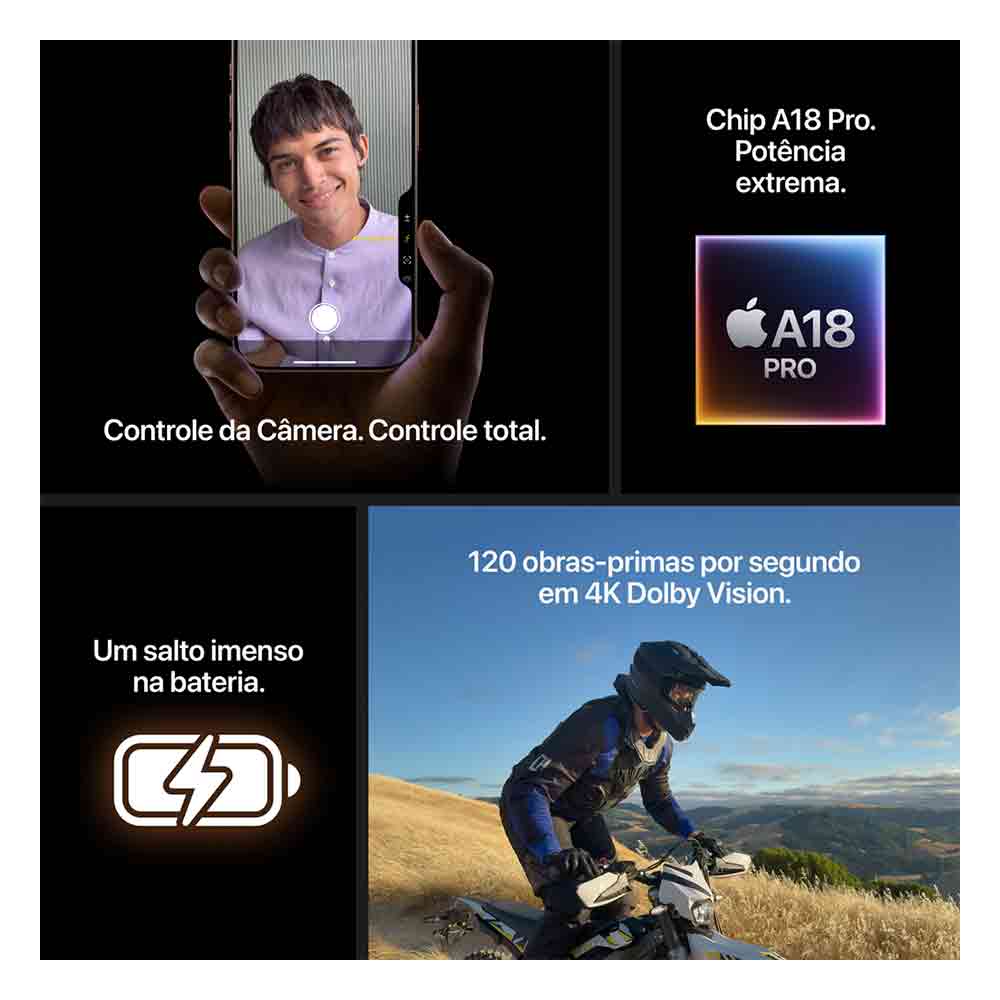 iPhone 16 Pro Max Apple (256GB) Titânio Natural, Tela de 6,9", 5G e Câmera de 48MP Bivolt