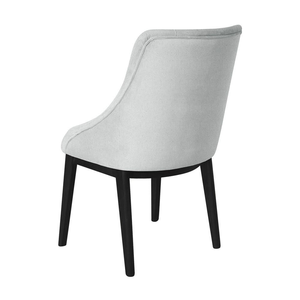 Kit 2 Cadeiras De Jantar Elisa Nobre Estofada Capitonê Linho Cinza Base Madeira Maciça Preto