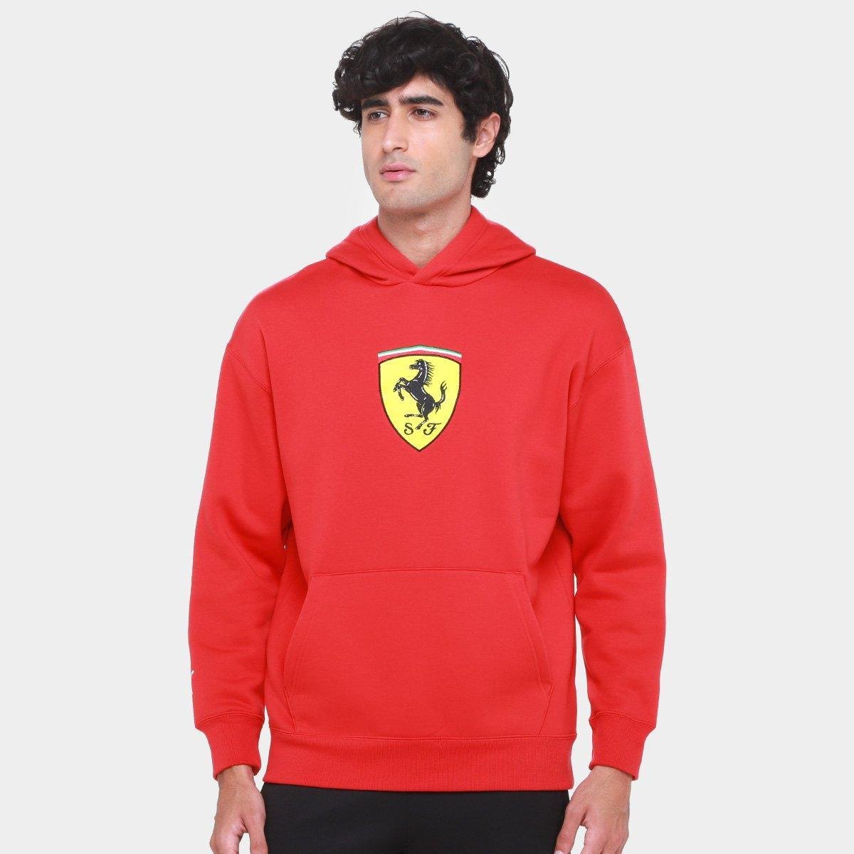Miniatura Moletom Com Capuz Puma Ferrari Race Big Shield Masculino Vermelho - EGG