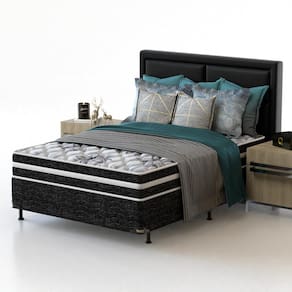 Miniatura Cama Box de Casal Probel Guarda Costas Premium Extra Firme Espuma D20, 28 e 33 60x138x188cm - Branco/Preto