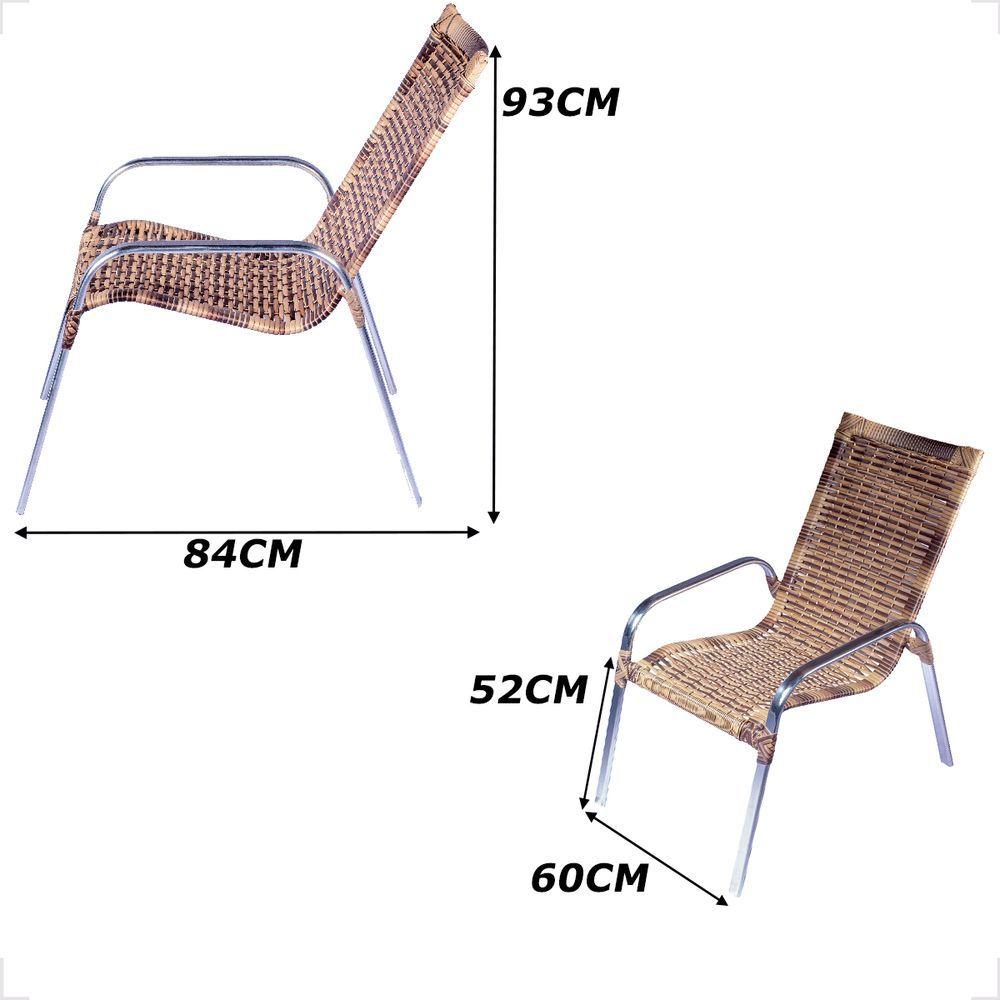 Miniatura Kit 2 Cadeiras De Alumínio Para área Externa Fortaleza Fibra Sintética Artesanal Cor:cappuccino