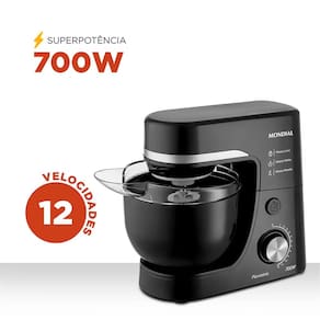Miniatura Batedeira Planetária Mondial BP-03 com 12 Velocidades e 700W – Preto 110V