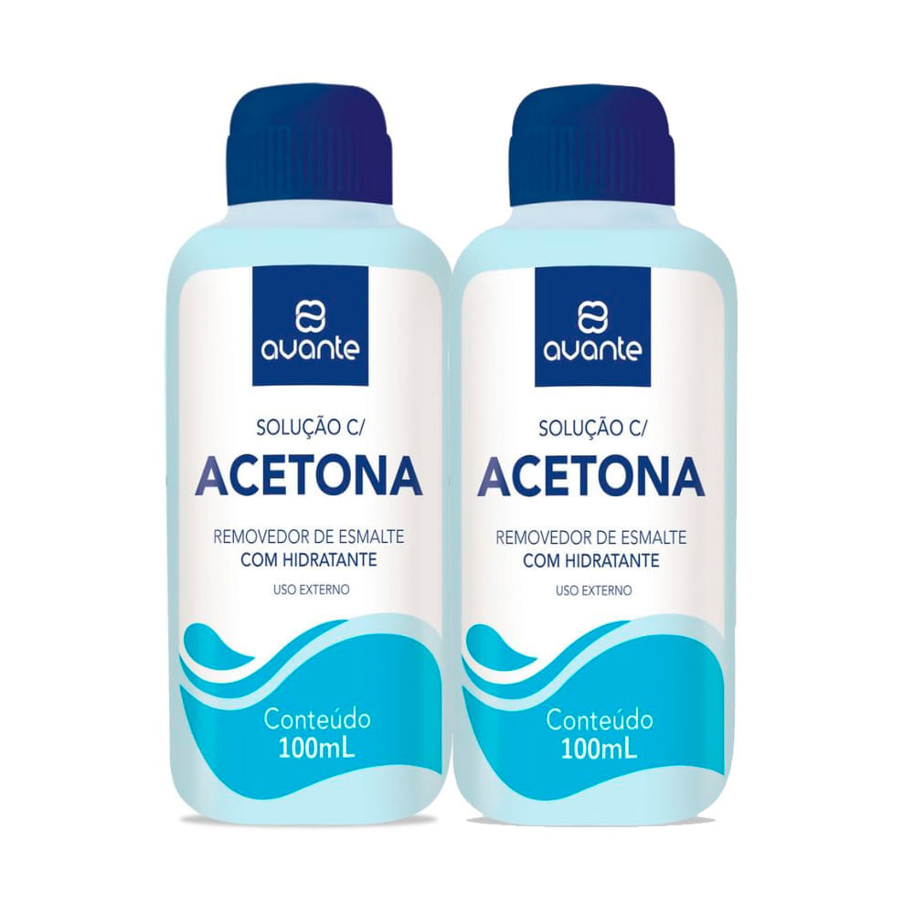Miniatura Kit 2 Acetona Avante Removedor de Esmalte com Hidratante 100ml