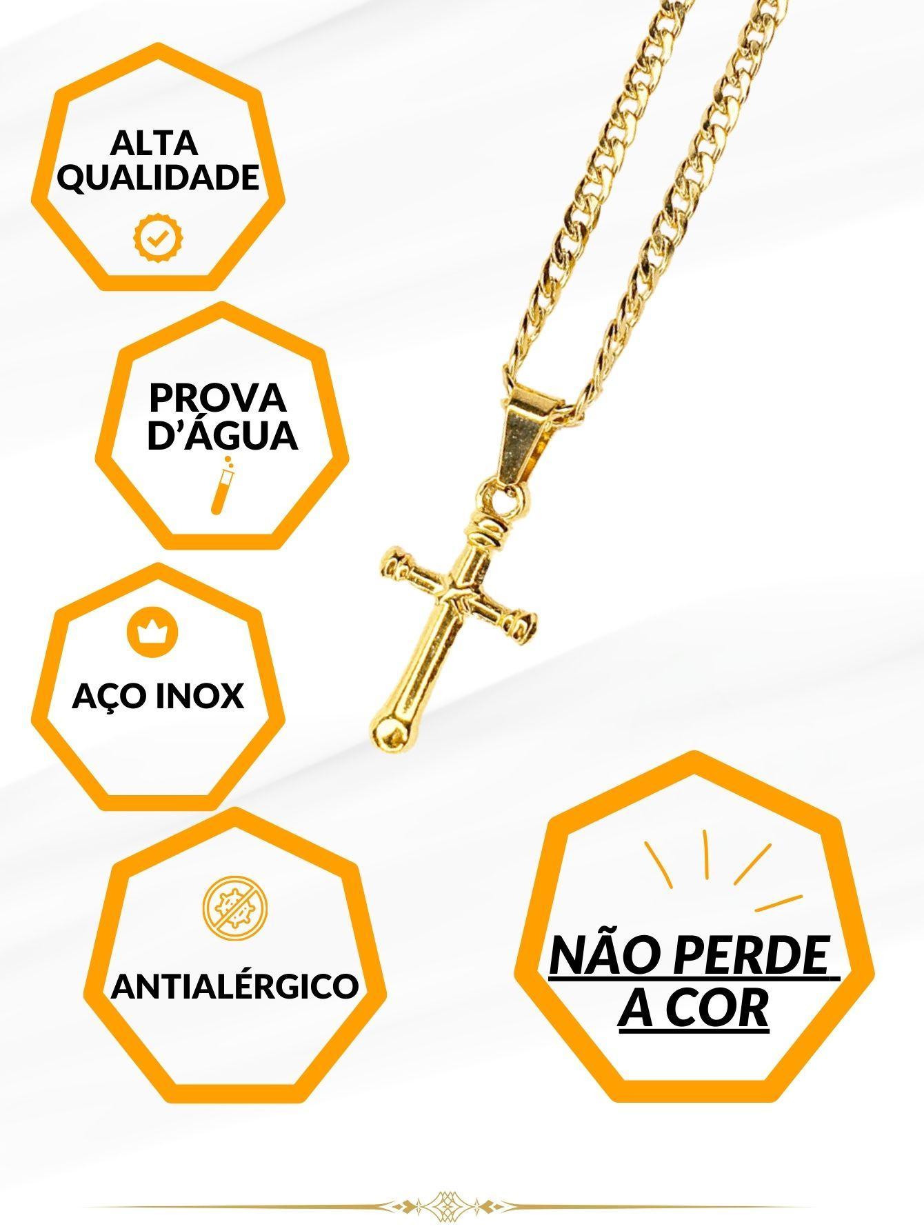Miniatura Corrente Cordão Masculino Longo 70Cm Fino 3Mm Crucifixo Cruz