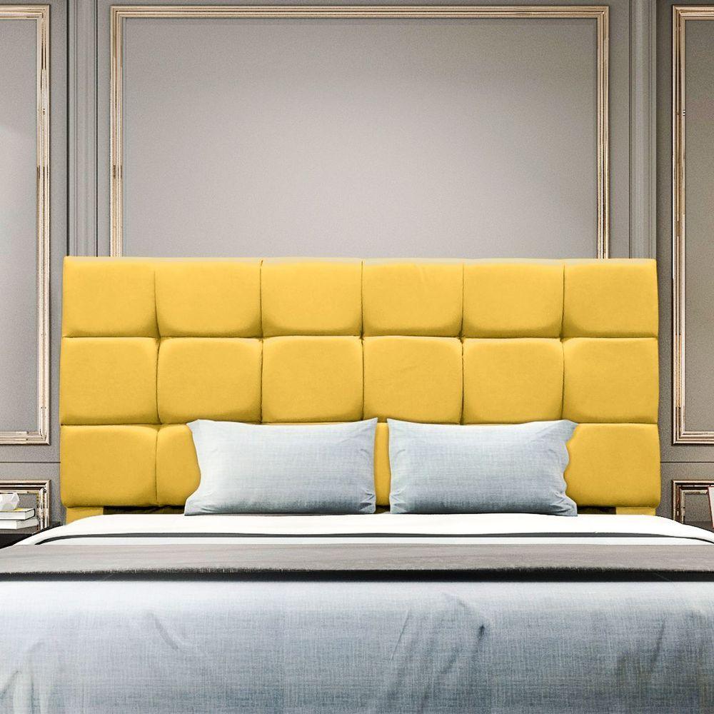 Miniatura Cabeceira Cama Box Queen 160 Cm Bianca Suede Amarelo
