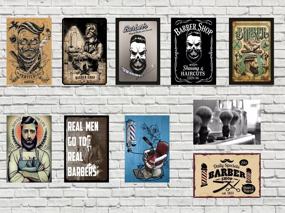 Miniatura 30 placas Decor Barber Shop Vintagê Retrô Barbearia
