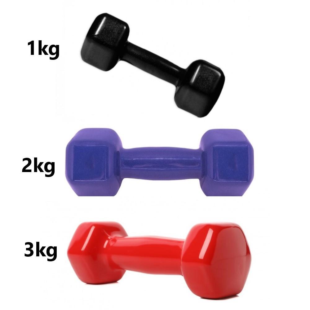 Miniatura Kit 3 Halteres Sextavados Peso Academia + Suporte 12Kg