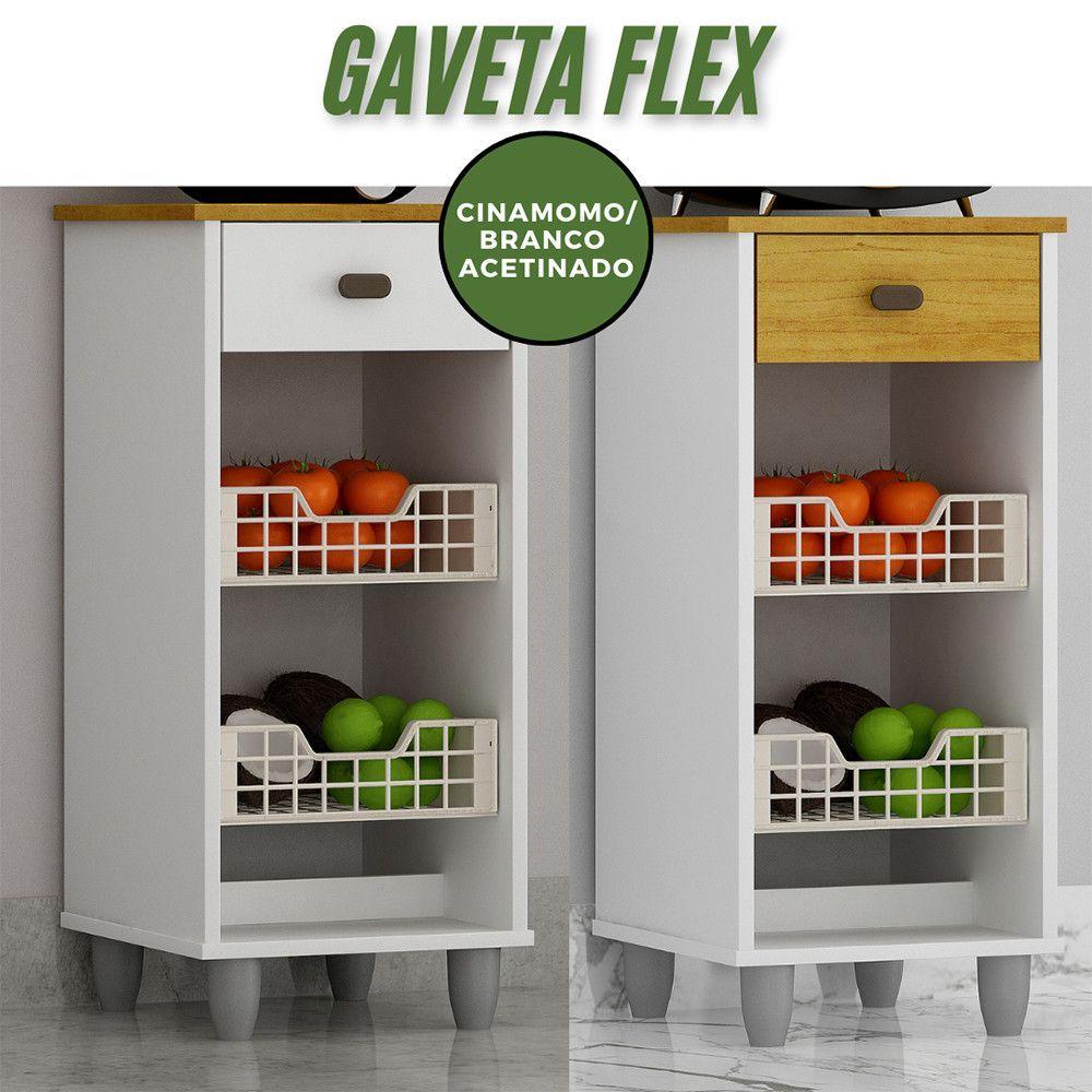 Miniatura Fruteira De Chão Zaya Multiuso Flex 1 Gaveta Mobilihouse Cinamomo Com Branco Acetinado
