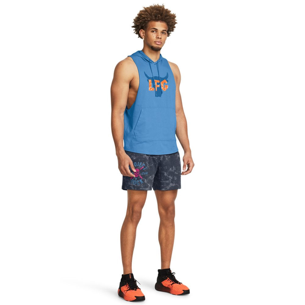 Miniatura Shorts Masculino Under Armour Project Rock AOP Rival Terry Cinza - G