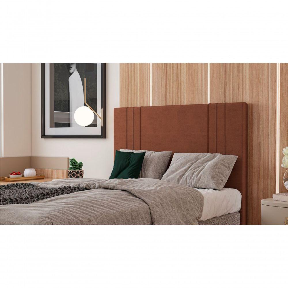 Miniatura Cabeceira Box Queen Londres Linho Em Veludo Cor:terracota