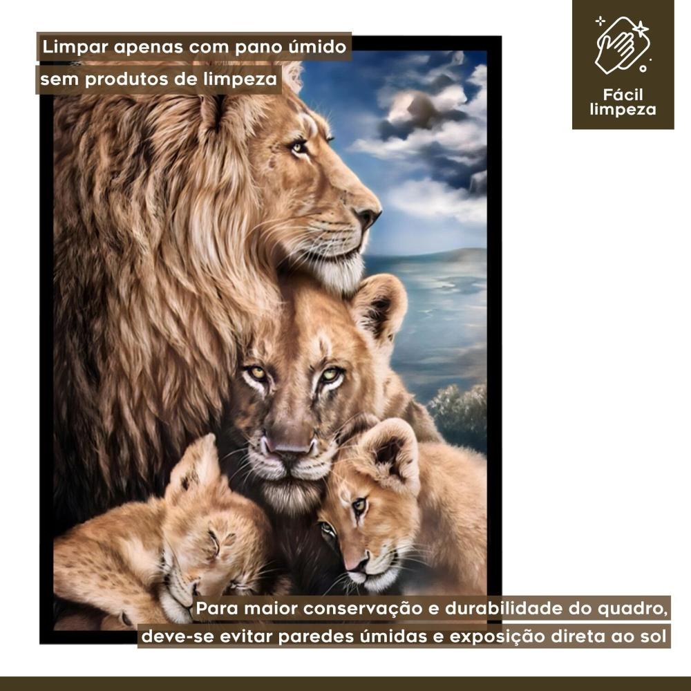 Quadro Decorativo Leão Leoa e Filhotes Animal 005 40cmx60cm