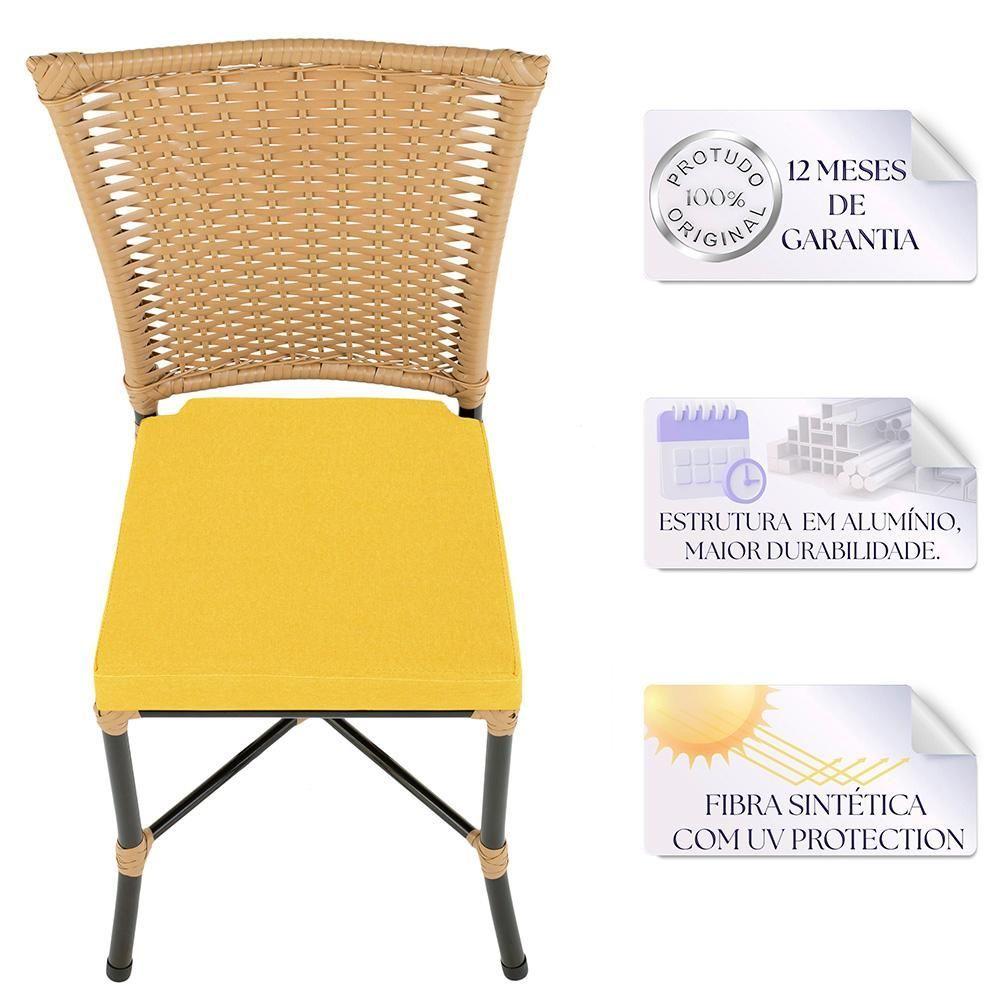 Miniatura Cadeira De Jantar Reforçada Em Alumínio E Fibra Estofado Impermeavel 4 Unidades Capuccinoráfia A04