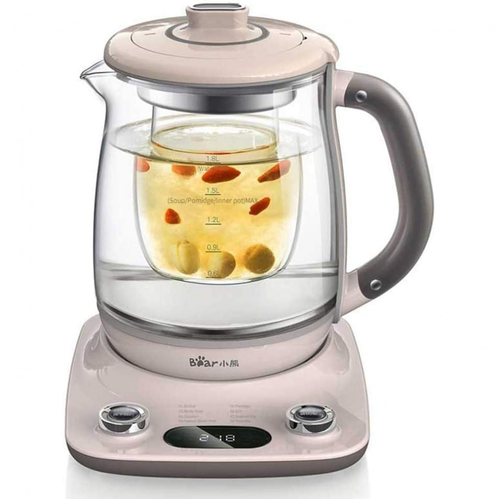 Miniatura Chaleira Elétrica Bear 1,8 Litros com Infusor para Chá e Desligamento Automático 110V Rosa