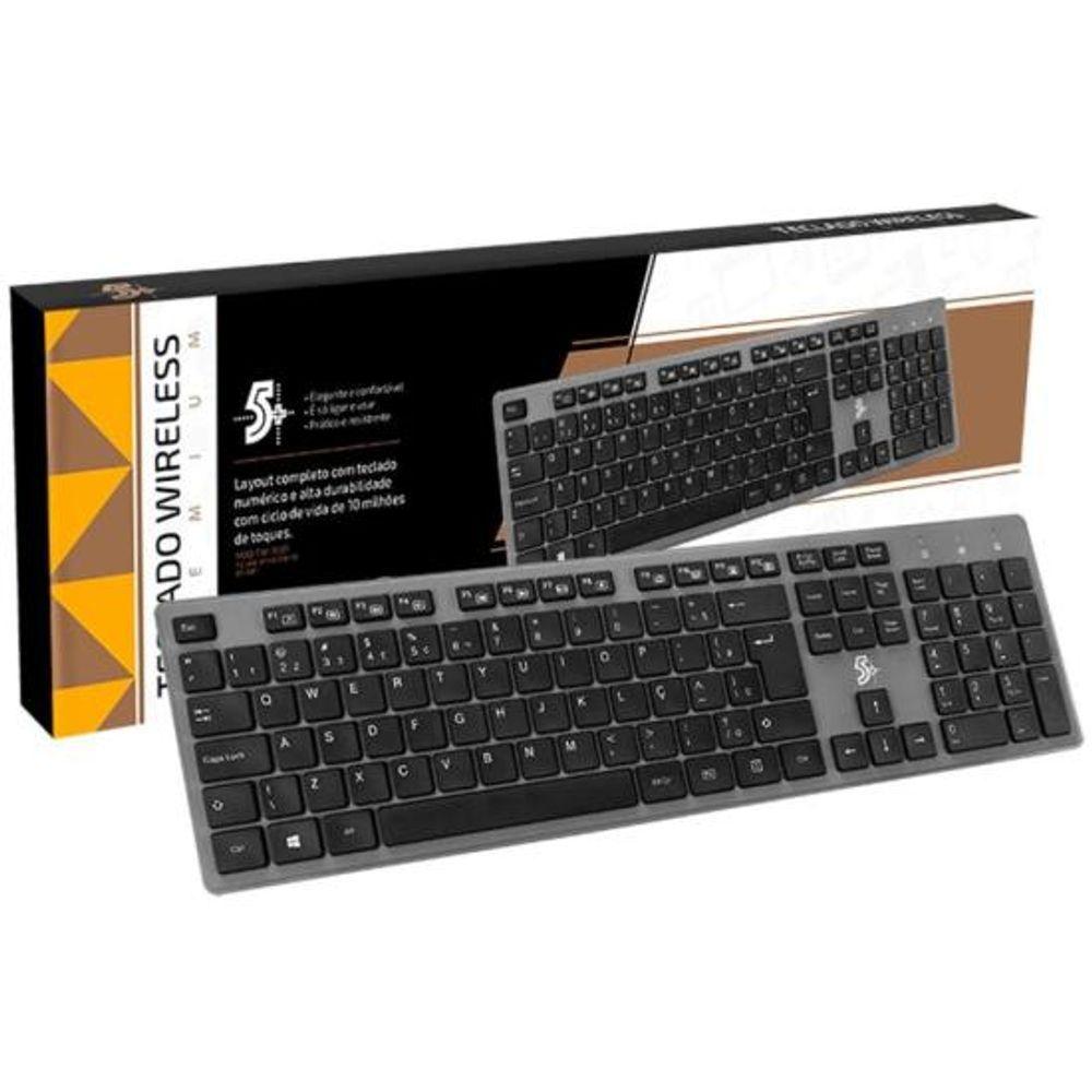 Miniatura Teclado Sem Fio 5+ Premium Preto [f002]