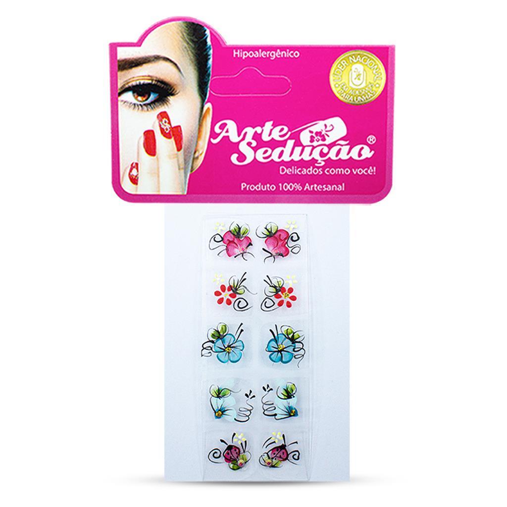 Kit Nail Art Pincel Boleador Strass Adesivos Fitilho Esponja