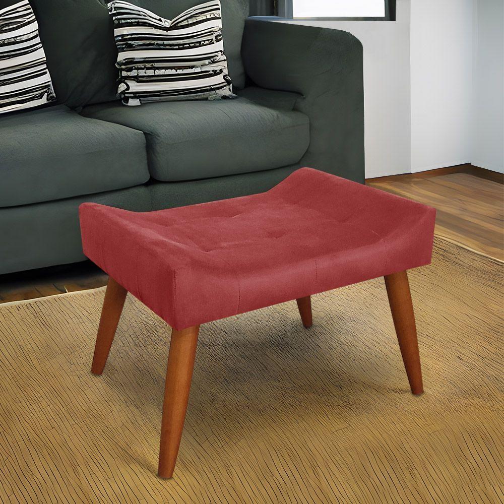 Miniatura Puff Decorativo Roma Veludo Vermelho