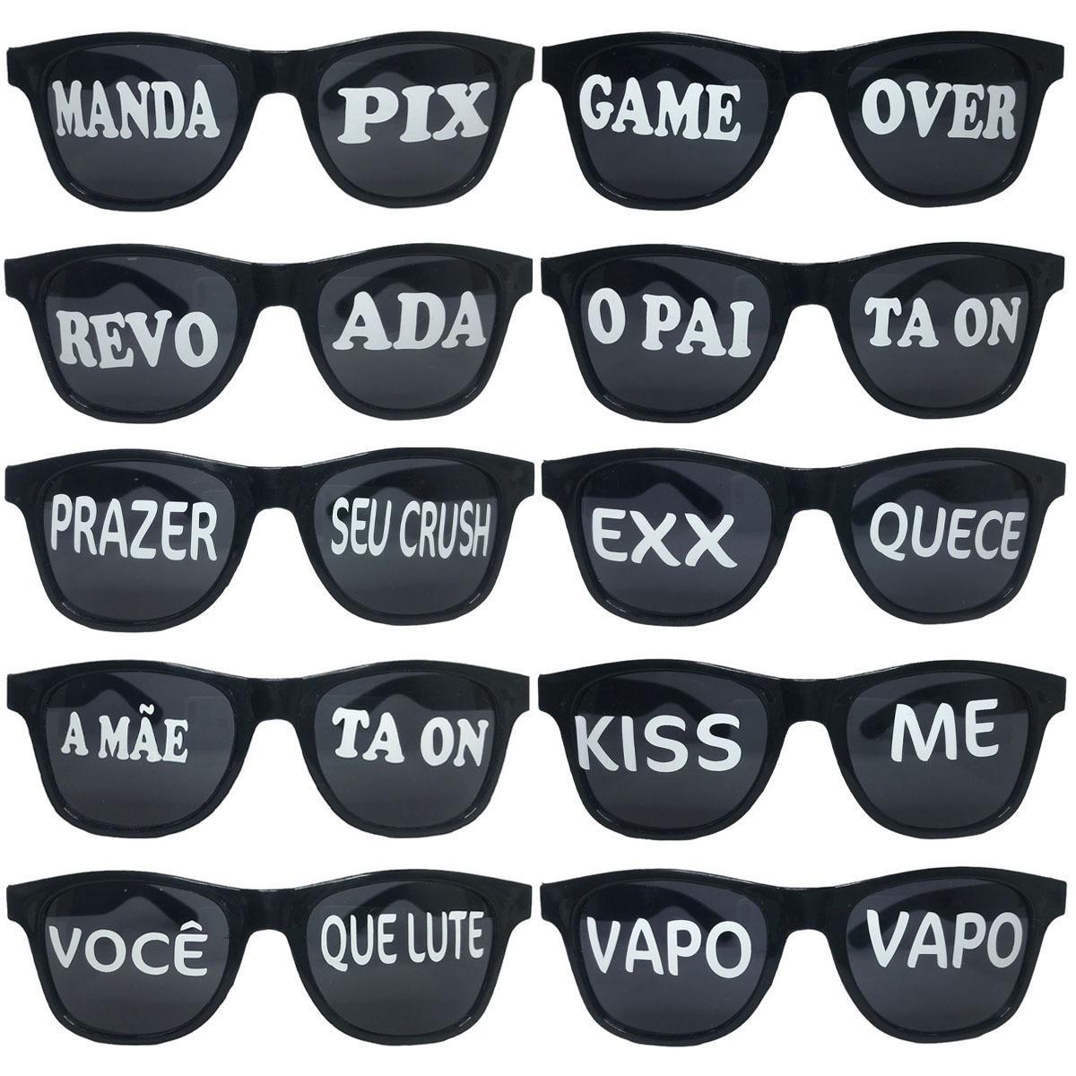 Miniatura Kit 10 Oculos Frases Divertidas Sortidas Festa Balada