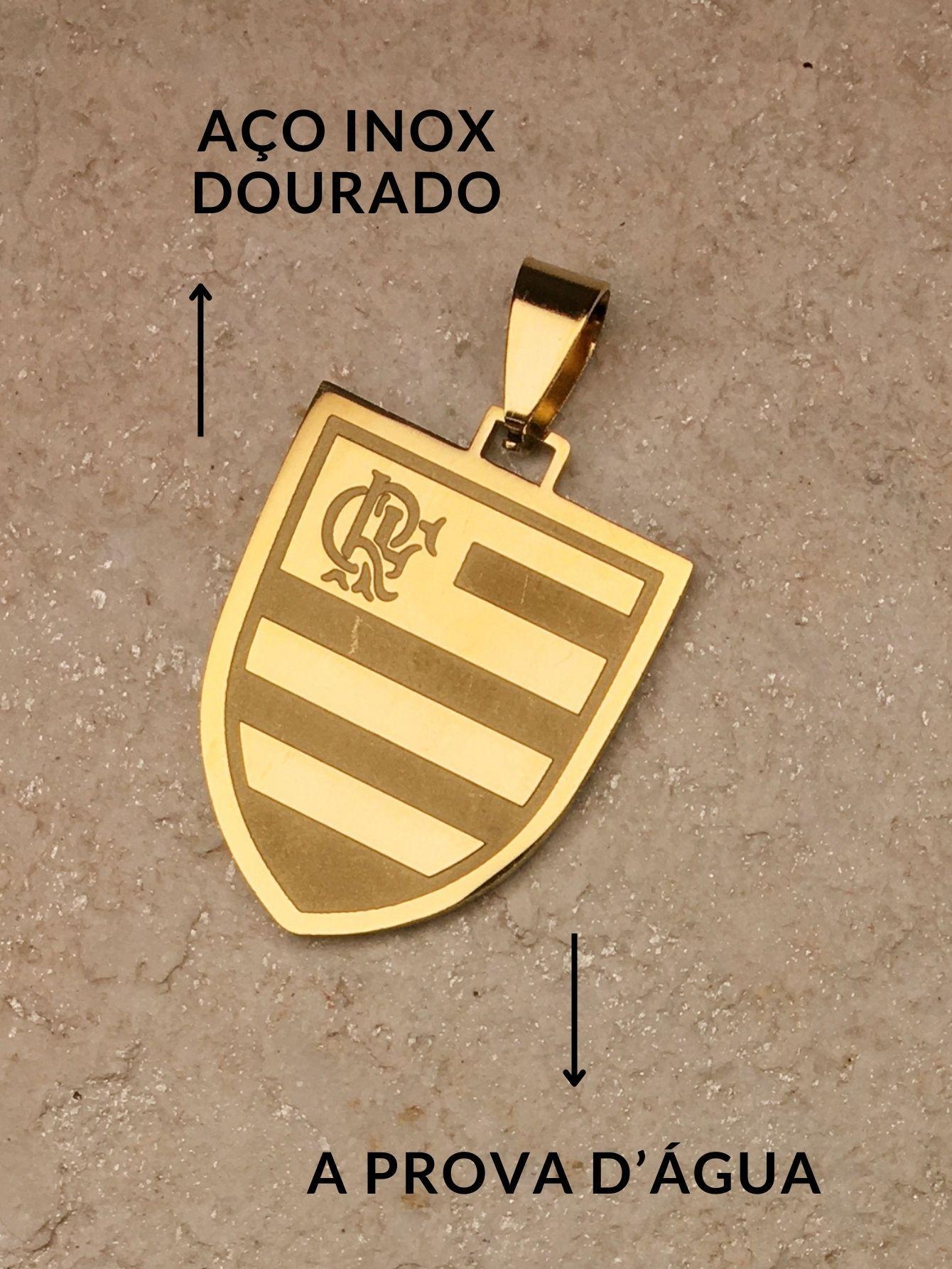 Pingente Masculino Escudo Time Flamengo Crf Dourado Mengão