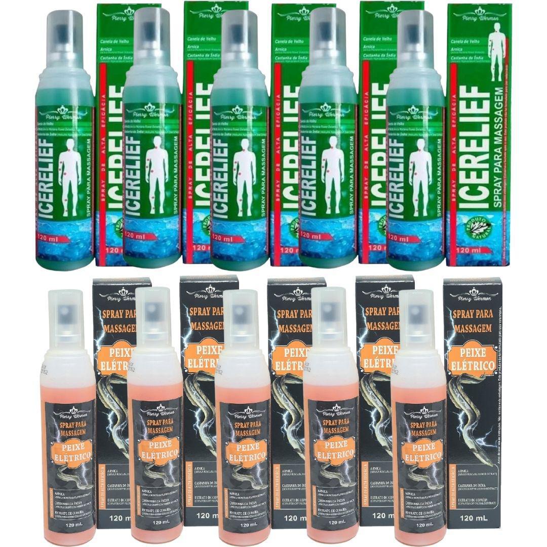 Miniatura Kit 5 Spray Para Massagem Icerelief + 5 Spray Peixe Elétrico
